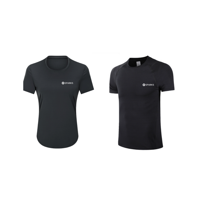 Black tshirt and black polo tee.